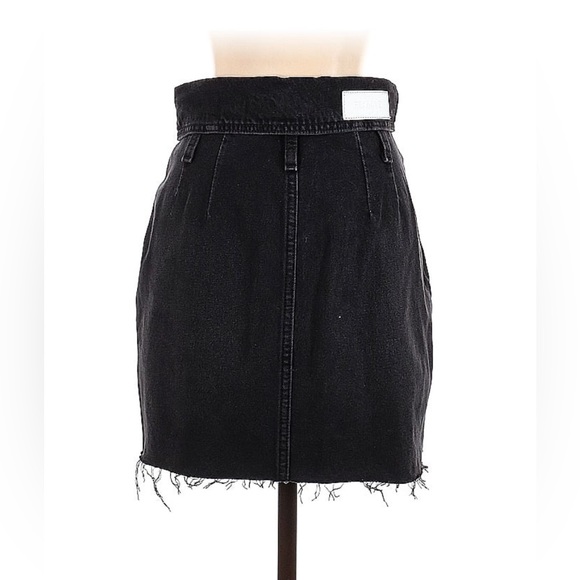 Re/Done 80’s Black Denim Fold-over Waist Skirt Size 26 - Picture 7 of 7